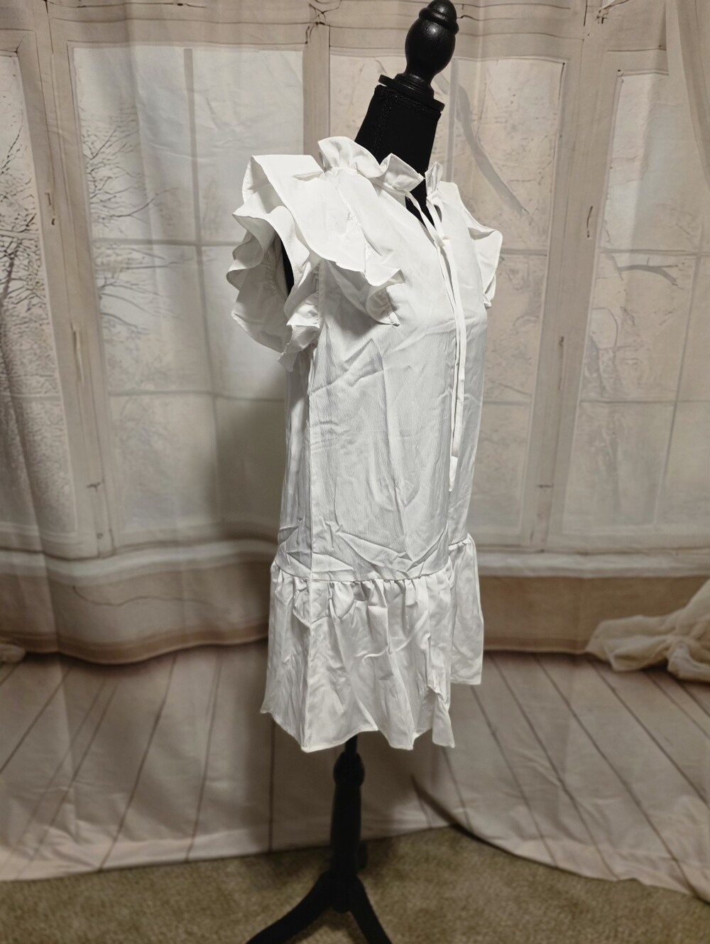 Kohl's White Ruffle Sleeve Mini Dress - Picture 2 of 5